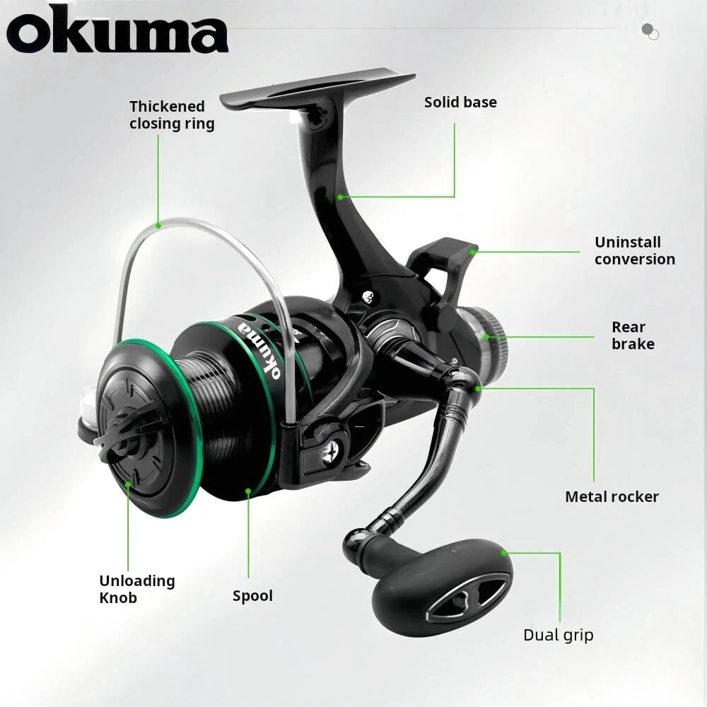 Front and rear brake dual release Speed ratio5.2:1 Fishing Reel spinning wheel