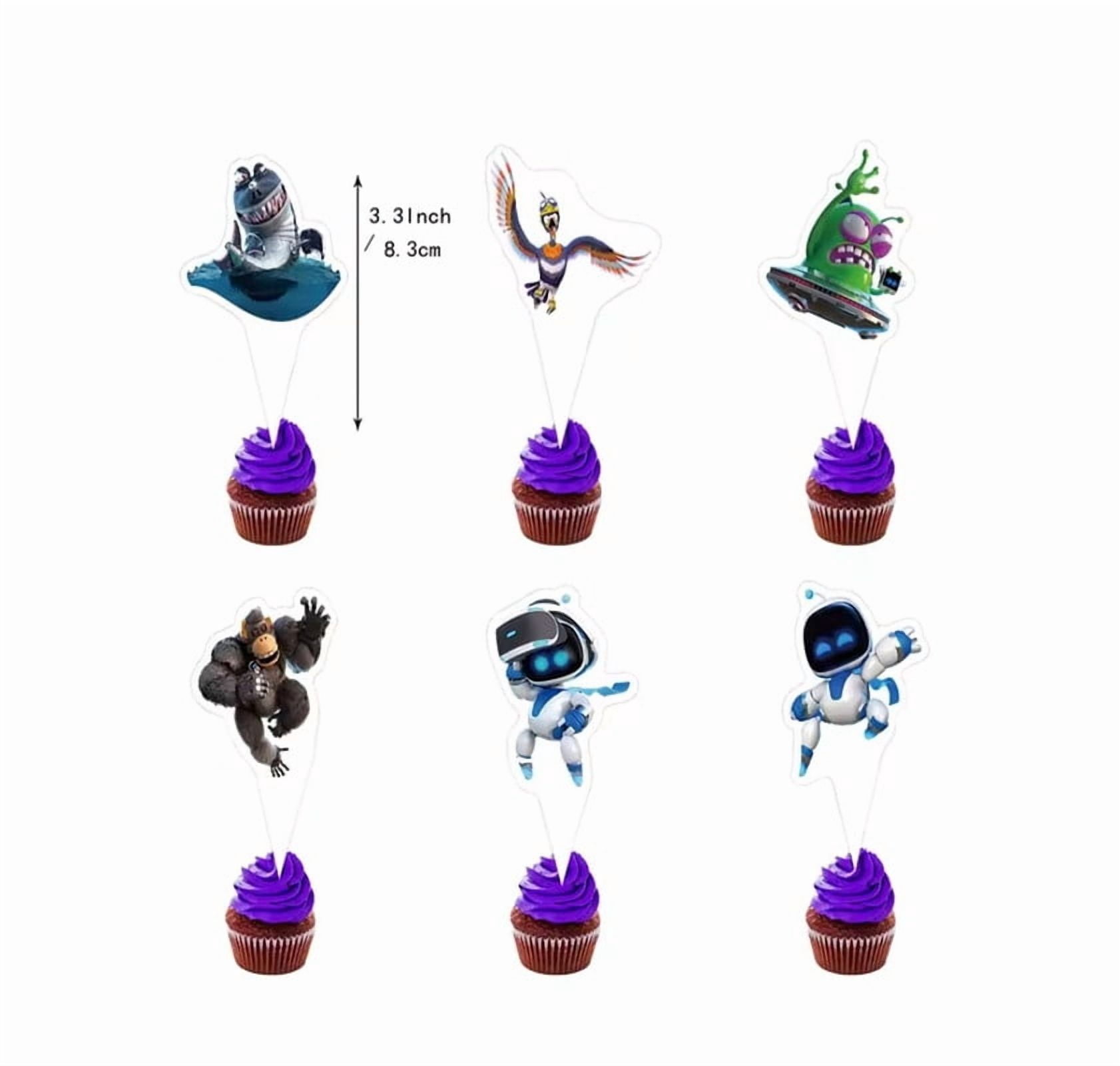 Astro Bot Birthday Party Decorations, Backdrop, Happy Birthday Banner, Latex Balloons, Cake Topper, Cupcake Toppers Video Game Decor-Chengyu