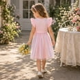 thumbnail image 2 of IPIO Girls Starry Princess Dress, Shimmer Moon Tulle Skirt with Flutter Sleeves and Bow for Birthday Party, 2 of 7