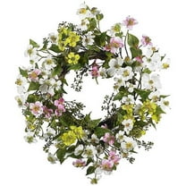 Nearly Natural 20" Dogwood Floral Polyester Artificial Wreath (Assorted Colors)