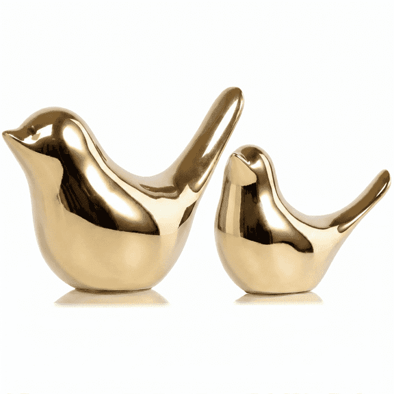 Gold Ceramic Bird Statues Modern Home Decor Figurine Decorative Ornament for Living Room Bedroom Office Desktop Cabinets