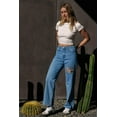 thumbnail image 5 of KHAKI & BLUE Women's High Waisted Relaxed Fit Full Length Straight Leg Jeans With Butterfly Patch, 5 of 7