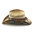 thumbnail image 6 of LILIYA Western Cowboy Hat for Women, Wide Brimmed Cowgirl Headwear with Decorative Band, Classic Western Felt Hat, Breathable Adjustable Sun Protection Headwear, 6 of 6