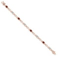 thumbnail image 3 of Gem Stone King 18K Rose Gold Plated Silver Red Garnet and Lab Grown Diamond Bracelet for Women | 4.29 Cttw | Gemstone January Birthstone | Oval 6X4MM | Length 7.25 inches, 3 of 6