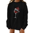 thumbnail image 1 of Bmisegm Women Chandail à Capuche Imprimé Verre de Vin Col Rond Chandail Décontracté pour Women Noir m, 1 of 4