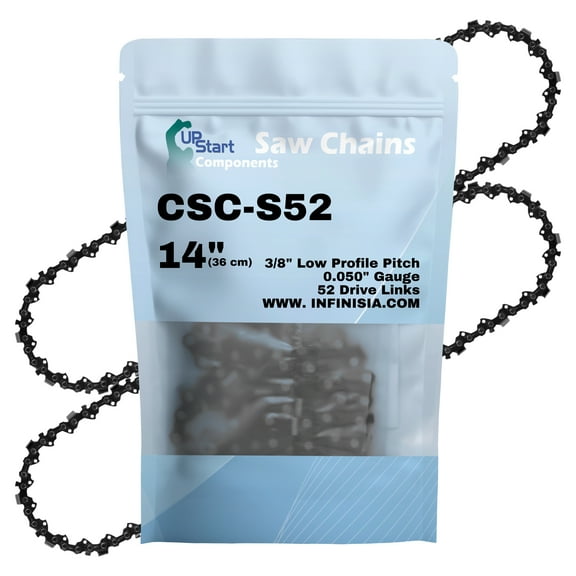 2-Pack 14-inch Chainsaw Chain Replacement for Poulan 2150LX Chainsaws - S52 (14", 3/8" Low Profile Pitch, 0.050" Gauge, 52 Drive Links)