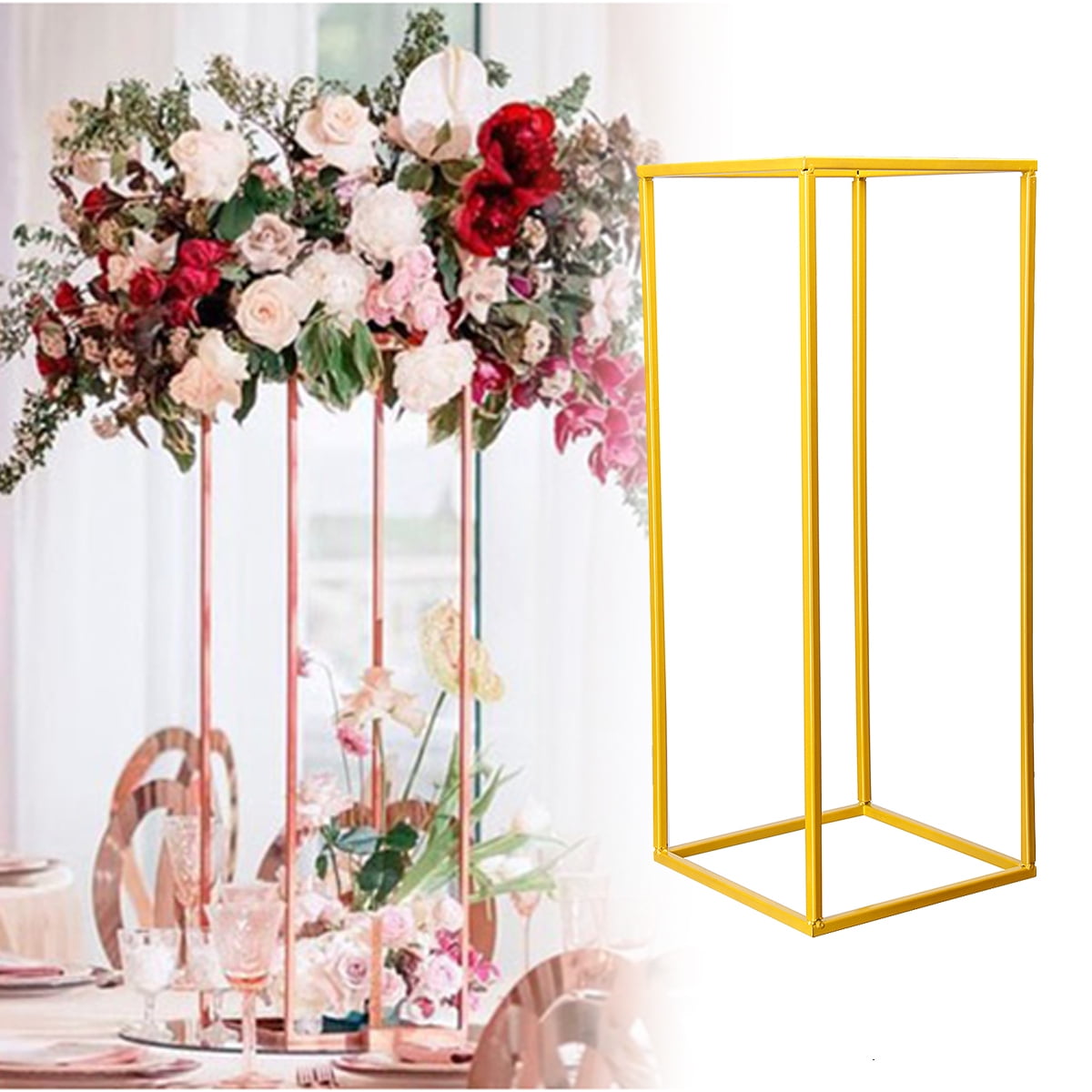 2x Wedding Flower Stand Metal Acrylic Pillar Vase Stand Centerpiece Column Rack 