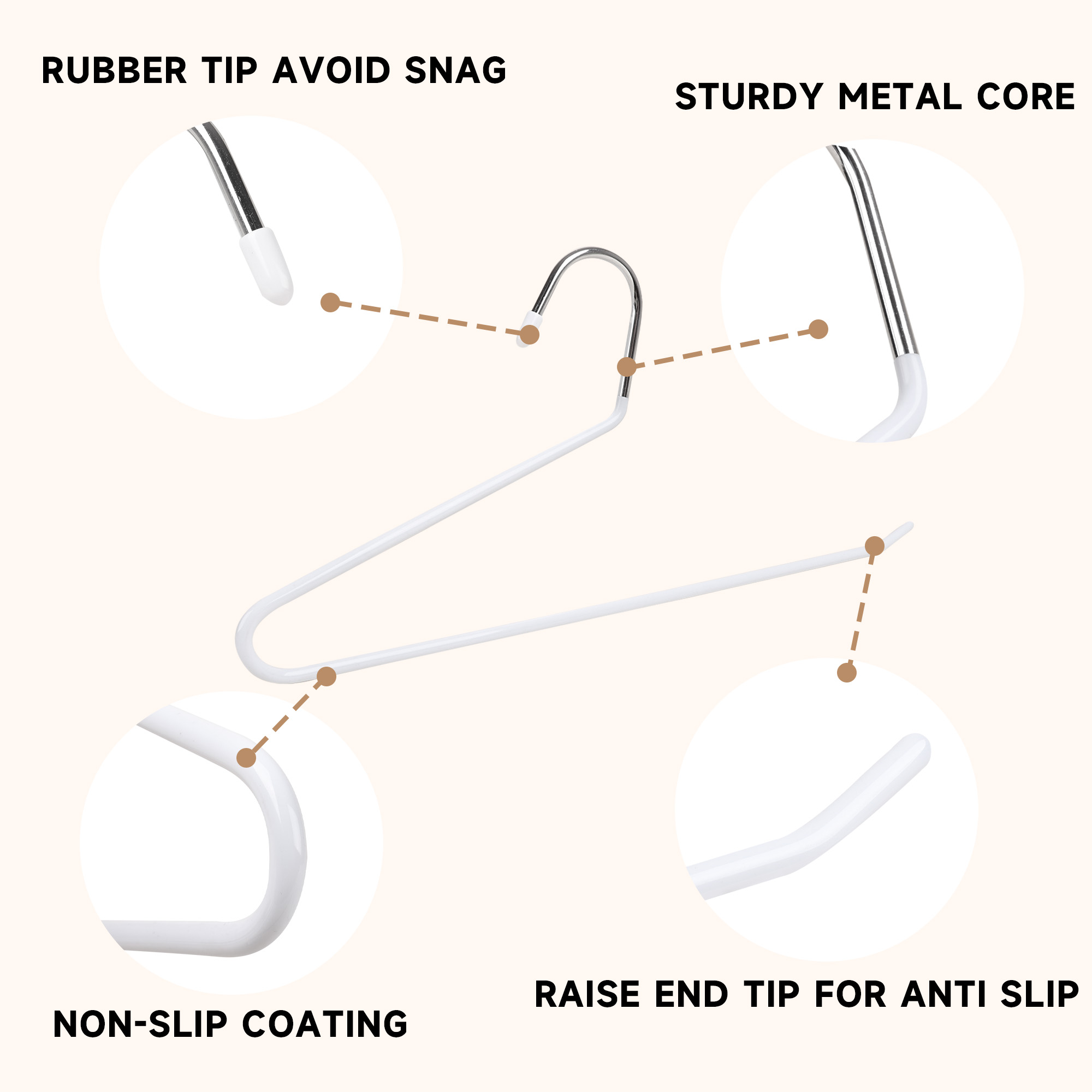 BP4U 24-Pack Open-Ended Metal Pants Hangers with Non-Slip Coated, Heavy Duty Space Saving Steel Towel & Scarf Hangers for Jeans, Trousers, Dresses & Bath Towels(White)