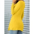 thumbnail image 3 of Women Long Sleeve Slim Fit V-neck Solid Color Knot Shirt Tops, 3 of 4