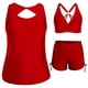 thumbnail image 1 of Tankini de moda para mujer, color sólido con cojín en el pecho y sin soporte de acero, traje de baño holgado con cordón dividido, trajes de baño de 3 piezas para mujer, trajes de baño tankini para muj, 1 of 6