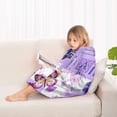 thumbnail image 4 of Purple Butterfly Flower Text Pattern Blanket Hoodies for Kids 6-13YR Oversize Wearable Blanket Hoodies for Boys Girls Teens, 4 of 7