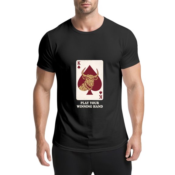 Black T Shirts for Men, Spade King Card,Play Your Winning Hand,Graphic Mens Graphic Tees, 25060583,S