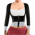 thumbnail image 2 of Miqool Long Sleeve Sauna Shirt for Women Zipper Sweat Tops Faja Waist Cincher Workout Body Shaper, 2 of 7
