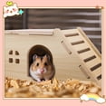 thumbnail image 3 of Pet Cages Hamster House Tunnel, Large Wooden Hamster Hideout House, Multi-Level Villa with Climbing Ladder, Boredom Breaker Hut Toy for Syrian Hamster, Gerbil Cage Accessories and Habitat Decor B, 3 of 5