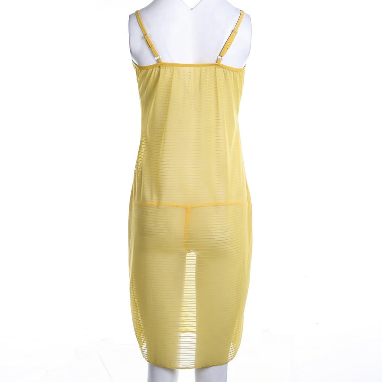 Women Sexy Spaghetti Strap Dresses Long Cover Up See-through