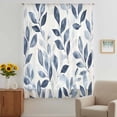 thumbnail image 3 of Navy Blue Botanical Sheer Curtains 54 Inches Long, Pastoral Spring Leaves Watercolor Light Filering Curtains, Breathable Simi Curtain Privacy Drapes for Kitchen Bathroom Small Window Treatment, 3 of 9
