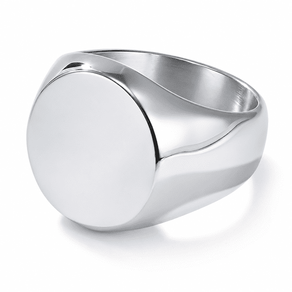 SADELU Men's Round Signet Ring, Stainless Steel Minimalist Plain Face, Modern Fashion Ring, US Sizes 7-12, Casual Office Style, Birthday or Graduation Gift for Him