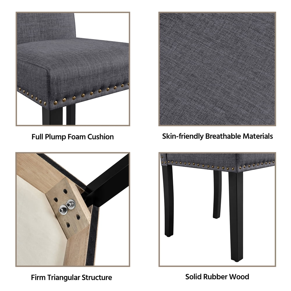 Alden Design 2pcs Tufted High Back Dining Chair, Gray