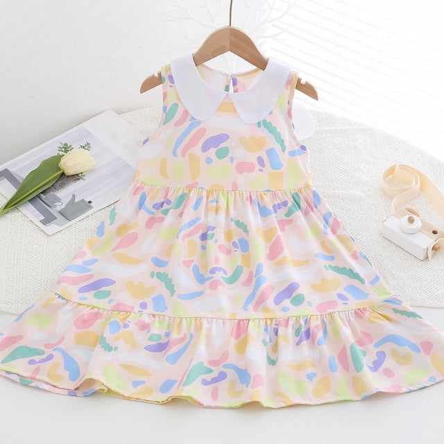 LOVZFMLL Fashion Spring And Summer Short Sleeve Round Neck Ruffle Dress Princess Skirt