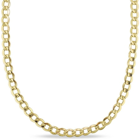 10kt Yellow Gold Men's Semi-Solid Curb Chain Necklace, 20