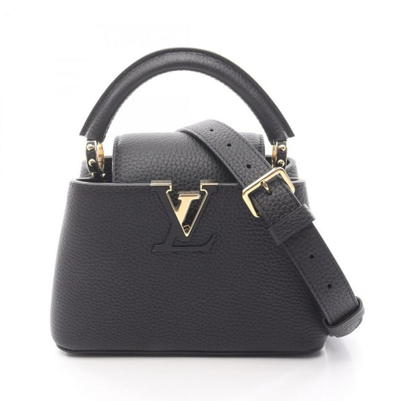 Pre-Owned Louis Vuitton Capucines Mini Handbag, Taurillon Leather, Women's, Black,...