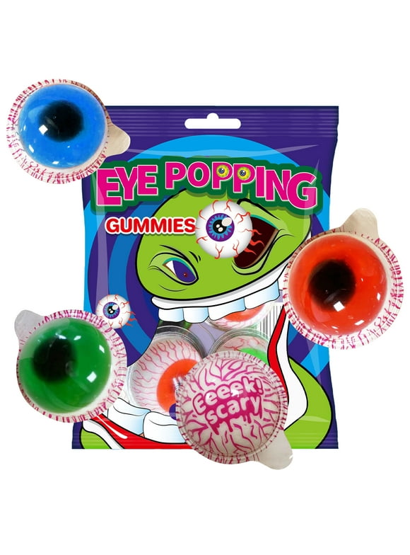 Fusion Select Eye Popping Gummies - Sweet Eyeball Candy for Halloween, Birthday, Trick Or Treat, Party Candy - Individually Wrapped Jelly Filled Gummies Candy for Kids, Novelty Candy Gag Gift (1)