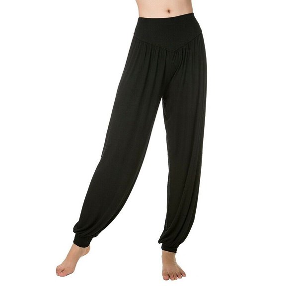 Women's Elastic Soft ComfortableYoga Sports Pants Dance Harem Pants, Black, M
