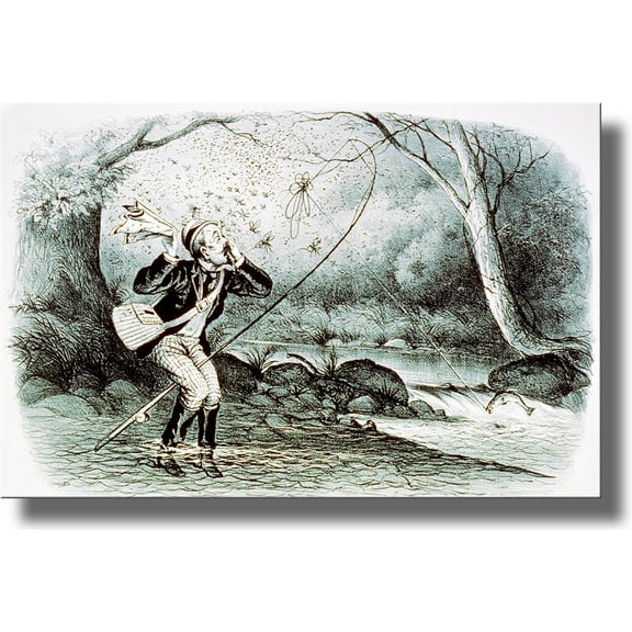 Fly Fishing Vintage Picture on Stretched Canvas, Wall Art Décor, Ready to Hang!