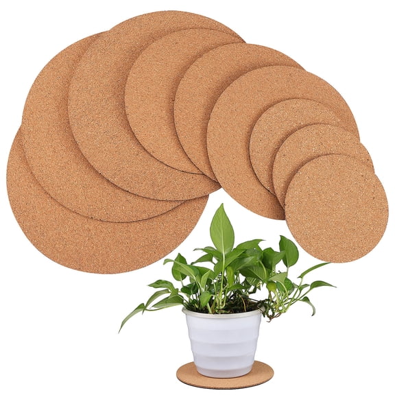 Uonlytech 9pcs Cork Plant Mats Coasters for Flower Pots Durable Home Decor and DIY Projects