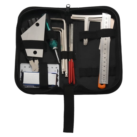 Guitar Tool Kit Repairing Maintenance Tools String Organizer String Action Ruler Gauge Measuring Tool Hex Wrench Set Files Fingerboard Guitar Fret Rocker Leveling