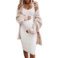 thumbnail image 3 of Jchiup Women Maternity Summer Sleeveless Solid Color Bodycon Tank Dress, 3 of 3