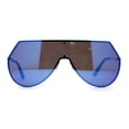 thumbnail image 1 of Color Mirror Futuristic Flat Top Shield Rimless Sunglasses Silver Blue Mirror, 1 of 5