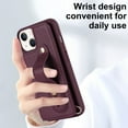 thumbnail image 6 of ELEHOLD iPhone 14 Wallet Case, Flip Card Slots Magnetic Button Kickstand Function Non-Slip Wristband Crossbody Shoulder Strap for iPhone 14 6.1" Fashion Leather Case,Winered, 6 of 8