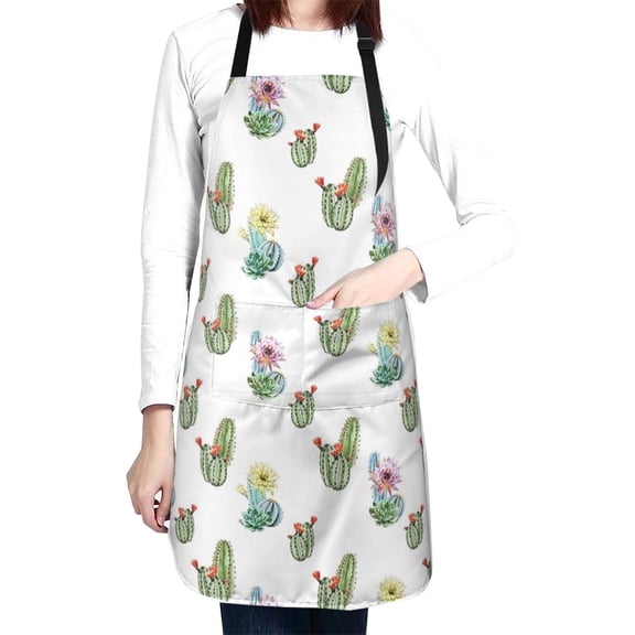 Flourishing Succulents And Cactus Bouquets Waterproof Apron With 2 Pockets, Adjustable Oxford Kitchen Aprons For Cooking, Baking, Gardening, Painting & Grooming, Chef Bib For Women & Men