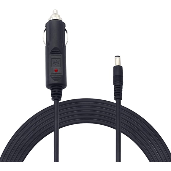 CoolStuff 12V 24 V DC 5.5mm x 2.1mm Car Cigarette Lighter Extension Power Supply Adapter Cable with LED for Car Truck Bus Van(10FT)