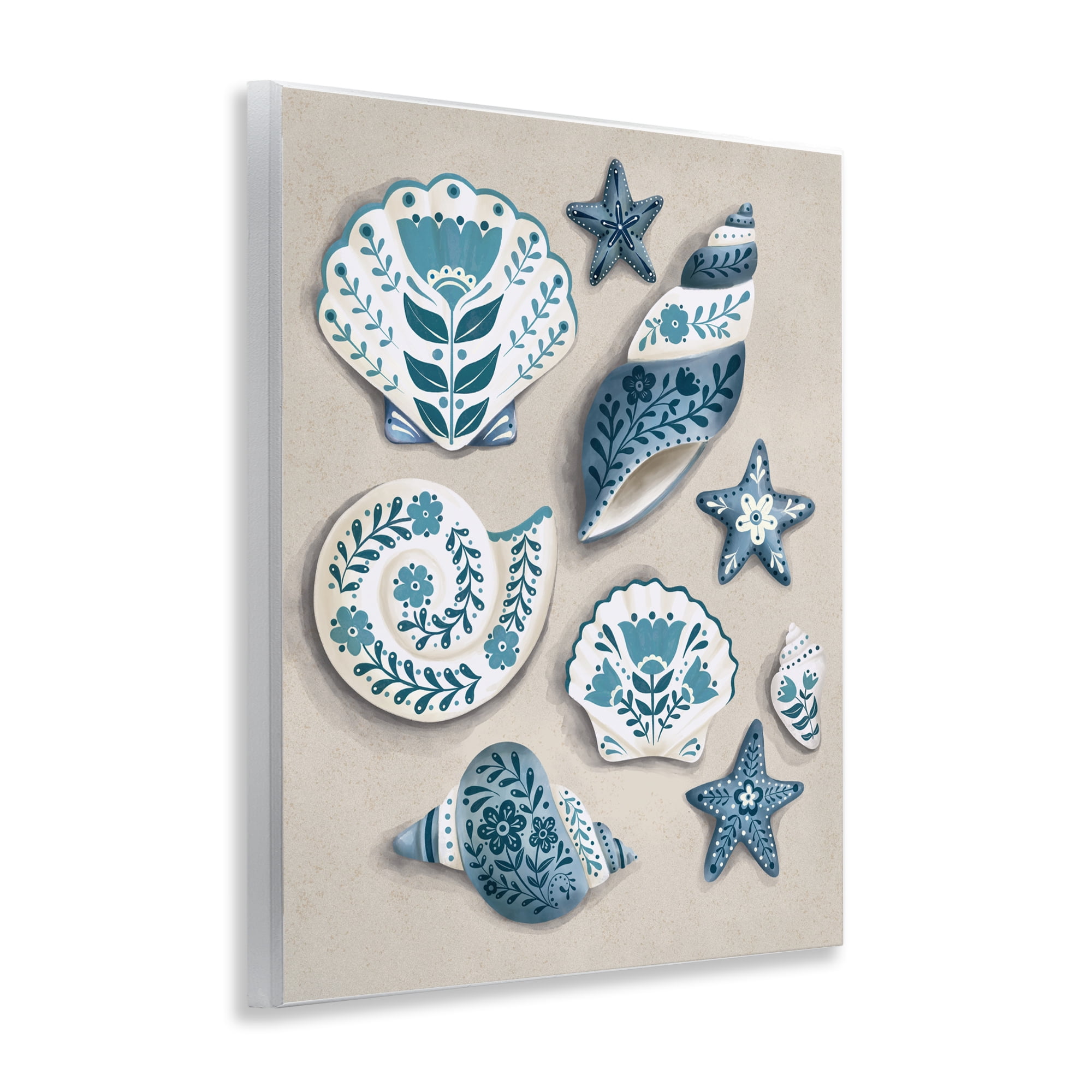 Stupell Industries Teal Nautical Floral Seashells Wall Plaque Art, design by Penny Aguilera