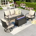 thumbnail image 4 of Summit Living 4 Pieces Patio Conversation Set with 45" Fire Pit Table Outdoor Furniture Metal Sofa for 5 Person, Beige Cushions, 4 of 17