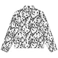 thumbnail image 4 of Jackets for Women Winter Coat Jackets Flannel Stand Collar Jacket(Black White Floral Seamless Pattern,Size:S-4XL), 4 of 7