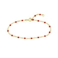 thumbnail image 2 of Gold Plated 10-inch Adjustable Red Enamel Bead Chain Anklet for Women, 2 of 6