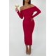 thumbnail image 5 of Vestido ajustado maxi fruncido con hombros descubiertos rojo PRETTYGARDEN para mujer, 5 of 8