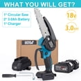 thumbnail image 3 of Hormy Mini Chainsaw Cordless 6 Inch with 2 Battery, Mini Power Chain Saw with Security Switch Handheld Small Chainsaw for Tree Trimming Wood Cutting, 3 of 12