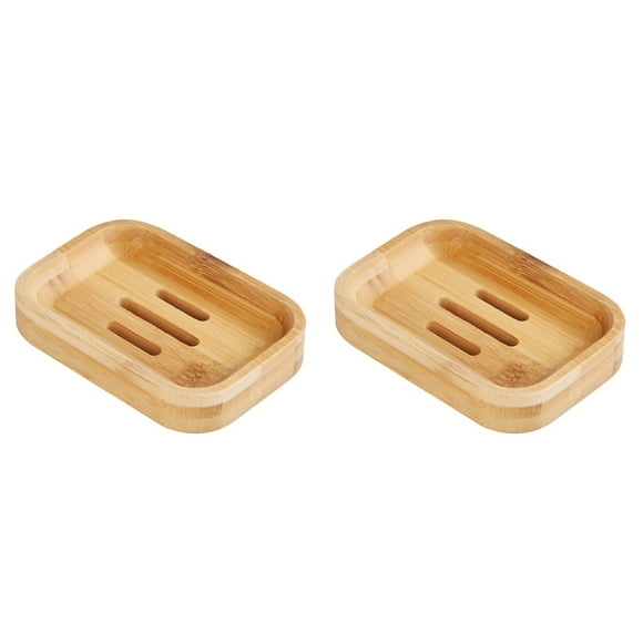 2 PCS Bamboo Soap Dish Bath Tray Tub for Bathtub Holder Box Bathroom Kitchen