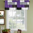 thumbnail image 5 of 2 Panels Purple Grey Geometric Valance for Windows, Modern Black White Abstract Art Light Filtering Kitchen Curtains, Rod Pocket Window Treatment Curtain Valances for Living Room Bedroom, 42"x12", 5 of 9