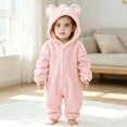 thumbnail image 2 of Wearable Blanket Hoodie, Plush Teddy One Piece Bear Suit for Baby, Girls and Boys,Fluffy, Warth Hood, Button-Front Closure, 2 of 6