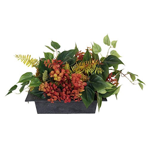 Vickerman 12" Mixed Greenery in Plastic Slate Rectangle Container