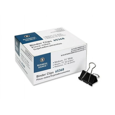 Business Source, BSN65368, Medium 36-Count Binder Clips, 36 per Pack, Black