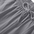 thumbnail image 6 of Yievot Wide Leg Shorts for Women Knee Length Bermuda Shorts Baggy Casual Drawstring Elastic Waist Summer Beach Linen Shorts with Pockets, 6 of 8