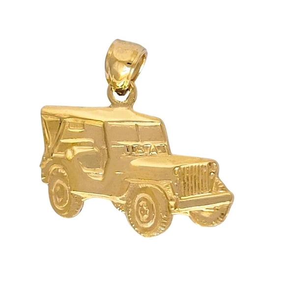 14K Yellow Gold Jeep Car Pendant