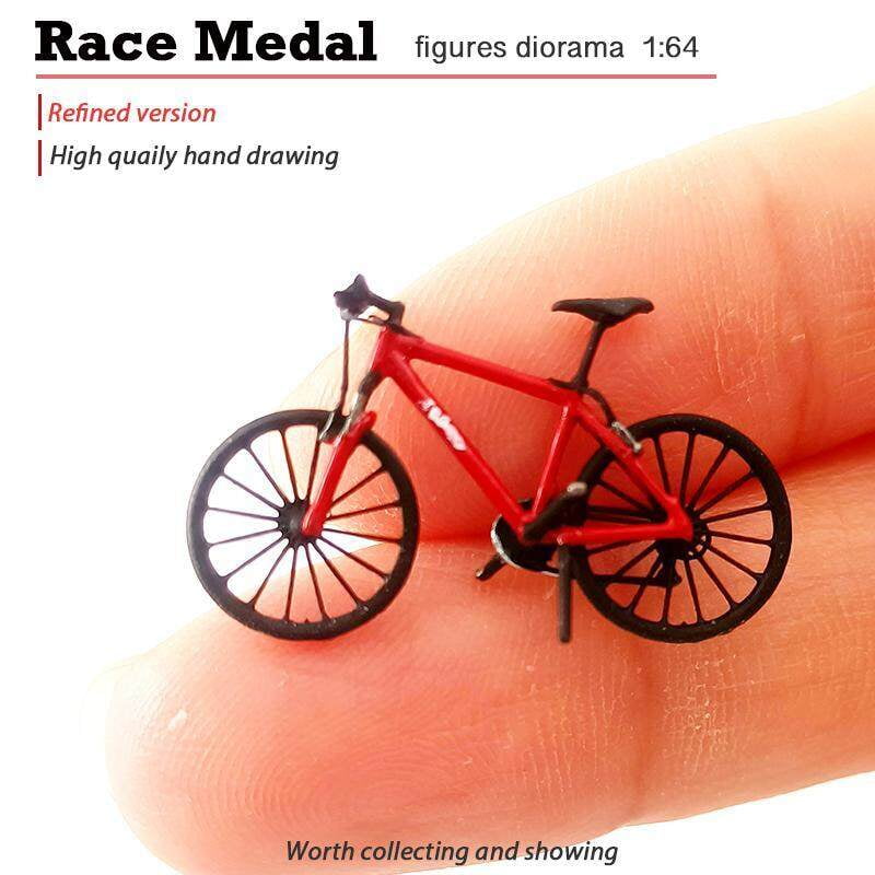 1:64 Mini Bicycle Scene Model Mountain Bike miniatures street Diorama S Scale Red