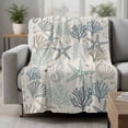 thumbnail image 2 of Aqua Teal Coastal Blanket Soft Cozy Warm Throw Blanket for Couch, Plush Fuzzy Flannel Fleece Blankets for Sofa, Summer Beach Starfish Coral Nautical Rustic Bed Blankets Gifts for Men, 32"x48", 2 of 9